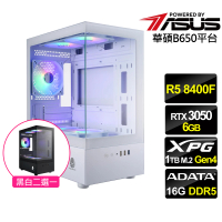 【華碩平台】R5六核RTX 3050{紫霄鬥士}電競機(R5 8400F MPK/B650/16G D5/1TB)
