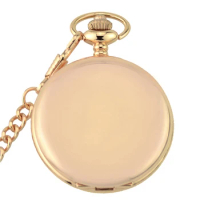 Fashion Rose gold Polish Smooth Quartz Pocket Watch 37cm/80cm Chain Necklace Pendant Fob watch Men Women Gifts Fob Watch