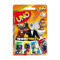 Mattel Games UNO SKIBIDI TOILET Card Game for Family Night Featuring Tv Show Themed Graphics and a Special Rule for 2-10 Players