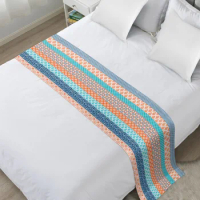 Bohemian Geometric Stripe Orange Blue Turquoise High Quality Bed Flag Hotel Cupboard Table Runner Wedding Home Decor Bed Runner