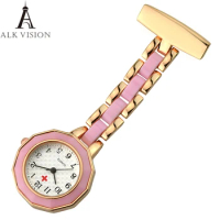ALK Nurse Watch Silver Fob Nurse Pocket Watch Pink Nursing Gift Rose Gold Brooch Doctor Nurse Relogio Medical Quartz Clock Alloy