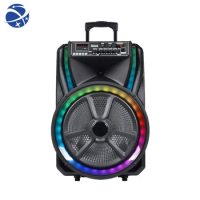 YYHC Big Music 15 inch Wireless Mic Portable Speaker Trolley Speaker Outdoor Concert With Amplifier Bluetooth