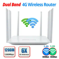 Wireless 1200Mbps 5G WiFi Router 4G SIM Card 2.4G&amp;5.8GHz Dual Band Wireless 4G WIFI Router With SIM Card Slot High Gain Antennas