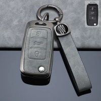 Zinc Alloy + Leather Car Key Case Cover For VW Volkswagen Polo Tiguan Passat B5 B6 Golf 4 5 6 MK6 Jetta Lavida for Skoda Octavia