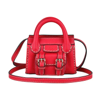 【Chloe’ 蔻依】CHLOE Edith壓印LOGO開口式縫線小牛皮手提斜背包(迷你/火焰紅)