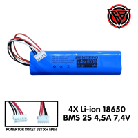 Baterai Speaker / Baterai Alat Elektronik Lainnya Tipe Li-ion 18650 BMS 2S 4,5A 7,4V SOKET JST XH