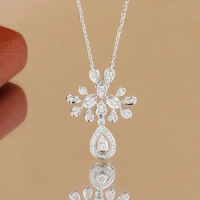 woman Fashion jewelry AU750 18K white gold Diamonds necklace crown Pendant