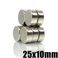 1/2/5/10PCS 25x10 mm Strong Cylinder Rare Earth Magnet 25mmX10mm Round Neodymium Magnets 25x10mm N35 Disc Magnet 25*10 mm
