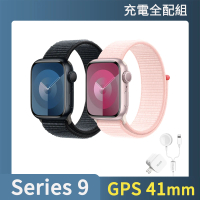 充電全配組【Apple】Apple Watch S9 GPS 41mm(鋁金屬錶殼搭配運動型錶環)