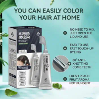 80ml Black Hair Dye Shampoo With Comb Black Hair Dye Pure Plant-based Cover Permanent To Cream Instant Dye Hair Dye Hair H9A8