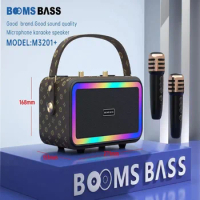 BOOMS BASS M3201 Wireless Bluetooth Speaker K Song Subwoofer Wireless Dual Microphone Card Outdoor Portable Bluetooth Sound RGB