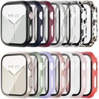 Tempered Glass+cover for Apple Watch 9 8 41mm 45mm 42mm 38mm PC Bumper Screen Protector Case IWatch Series 7 6 5 4 Se 44mm 40mm