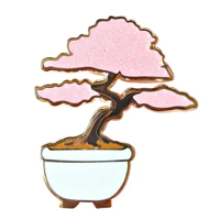 Sakura bonsai plant pin glitter tree brooch botanic badge perfect denim lapel addition