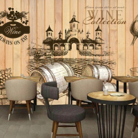 Bacal Custom photo wallpaper 3D Grapes Wine Chateau Wooden Backdrop mural Restaurant Shopping Mall Corridor Gallery wallpaper
