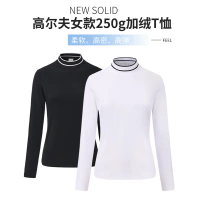 New Golf Base Shirt Fleece Lined Thickened White Golf Shirt Women's Korean Top Autumn Winter Round N