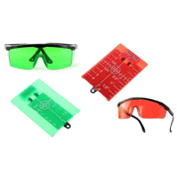 Magnetic Target Card Plate Level Tool Rotary Cross Line Horizontal Vertical with Protection Goggle Glasses Set