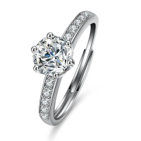 Cincin Wanita Perak Sterling Silver 925 Terbaru Batu Berlian Moissanite Hijau Asli 1.0 CT Ring adjus