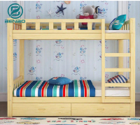 BENBO Furniture เตียงสองชั้น เตียงไม้เนื้อแข็งล้วน เตียงผู้ใหญ่ เตียงเด็ก เตียงสองชั้นหอพัก bunk bed ST55 สีไม้ 2 Persons