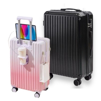 Bogazy Travel遊趣 20吋USB充電/掛勾/杯架多功能行李箱登機箱(樂遊黑)