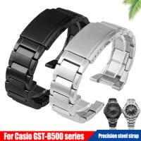 For G-SHOCK Casio GST-B500D/AD/BD Series Solid Stainless Steel Watch Band Male Bracelet Accessories Heart of steel Watch Strap