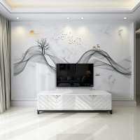 風景牆紙 網紅2021新款電視機背景牆壁紙客廳定製影視牆紙8d新中式麋鹿壁畫『XY27244』