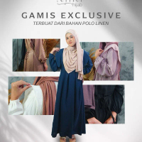 Gamis kekininan amira linen polo