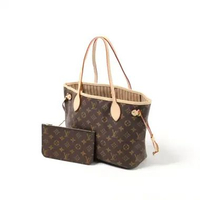 Tas LOUIS VUITTON LV NEVERFULL MM ECLIPSE BROWN TOTE BAG WITH POUCH 100% ORIGINAL 44X16X29CM