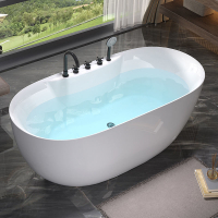 優樂悅~浴缸 小戶型家用橢圓形超薄缸邊獨立一體藝術缸1.2-1.7米網紅浴缸