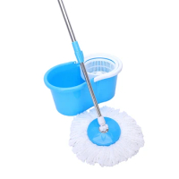 Four Colors 360° Spin Mop with Bucket & Dual Mop Heads Flexible Mop Micro Fibers Spinning Fiber Mop 