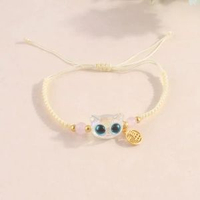同款編織黑白貓頭情侶手鏈風可愛黑貓頭送閨蜜朋友禮品