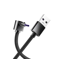 90 Degrees Braid 0.25m/0.5m/1m/2m 4A Quick Charger Elbow USB to Type C Cord PD Cable For iPhone Samsung Huawei Xiaomi Macbook
