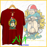 kaos distro GUSDUR naik vespa pendiri  NU / baju santri keren cotton combat30s baju pria keren musli