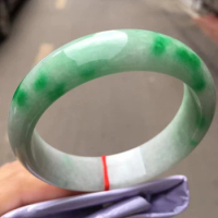 Genuine Myanmar Jadeite Bangle Bracelet With Certificate Ice Floating Green Flower Burma Jade Bangle Bracelet Women Fine Jewelry