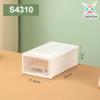 Oxihom Oxihom S4310 Laci Plastik Susun 1 Drawer Storage Organizer Stackable Warna Transparan Putih