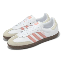 【adidas 愛迪達】休閒鞋 Samba OG W 女鞋 白 粉紅 德訓鞋 復古 愛迪達(JI2677)