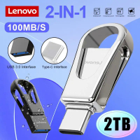 ใหม่ Lenovo Usb Flash Drive 128Gb Memory Stick 2TB Pendrive 1TB โลหะ USB 3.0 Disk 2-IN-1 TYPE-C Cle Usb ขายส่งโลโก้ฟรี