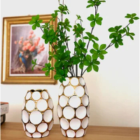 Chinese Porcelai Big Large Ceramic Vase Interior Luxury Gold Vase Flower Bottle Pottery