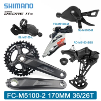 SHIMANO Deore M5100 2x11 Speed Groupset MTB Derailleurs Shifter With Crankset 26T/36T BB52 M501 Original parts for MTB bike