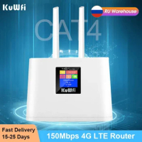 KuWFi 4G Wifi Router 150Mbps Unlocked Wireless Lte Router Sim Card Slot Modem External Antenna WiFi Hotspot With Smart Display