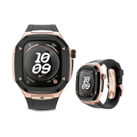 【Golden Concept】Apple Watch 45mm 保護殼 SPIII45 玫瑰金錶殼/黑橡膠錶帶(蝴蝶扣運動版)