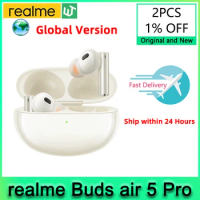 Global Version realme Buds Air 5 Pro TWS Earphone 50dB Active Noise Cancelling LDAC Bluetooth 5.3 Wireless HiFi Headphone