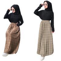 ROK PLISKET DEWASA MOTIF KOTAK TARTAN WOL PREMIUM EXCLUSIVE TARTAN KOTAK BEST Karet Muslim Wanita Pa