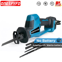 ONEKFYFD 18V Cordless Brushless Reciprocating Saw Portable Electric Saw Saber Saw Metal Wood Pipe Cutting for Makita 18v Battery