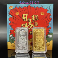 Koin Emas Keberuntungan Souvenir Motif Lucky Cat Jimat Penarik Uang Amulet Kekayaan Emas