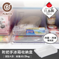 【bestco】日本製淺型冰箱冷藏收納盒-大(抽屜式手把/耐重3公斤)