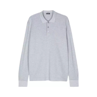 Zegna Fine-Knit Polo Shirt Ligth Grey