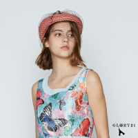 【GLORY21】速達-網路獨賣款-網紗造型貝雷帽草帽(粉紅色)