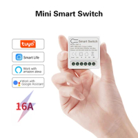 16A Tuya Mini WiFi Switch Module Smart Life Remote Voice Control Smart Light DIY Switch Module Smart Home With Alexa Google Home