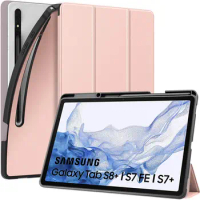 Case For Samsung Galaxy Tab S7 FE 12.4-Inch 2021/Galaxy Tab S8 Plus &amp;Galaxy Tab S7 Plus,Shockproof Full Body Trifold Stand case