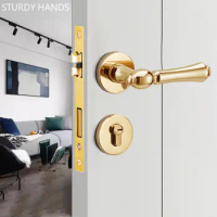 Golden Zinc Alloy Bedroom Door Lock Kitchen Handle Lock Indoor Mute Security Door Locks High Qualit Hardware Deadbolt Lockset